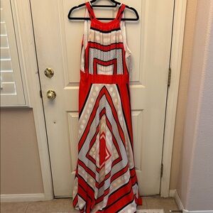 Eliza J Geometric Red Maxi Dress